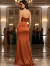 Sweetheart Side Slit Sheath Long Bridesmaid Dress
