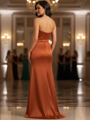 Sweetheart Side Slit Sheath Long Bridesmaid Dress