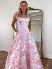 Prom Dresses 3D Floral Strapless Evening Party Dresses with Bead