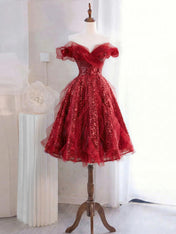Whimsical Lavender Glitter Tulle Off-the-Shoulder Mini Homecoming Dress