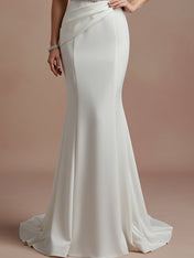 Elegant Evening Satin Dress Off-Shoulder Mermaid White Rhinestone Formal Dress