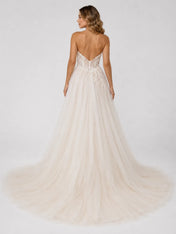 Elegant Strapless Tulle Wedding Dress with Lace Corset and Chapel Train