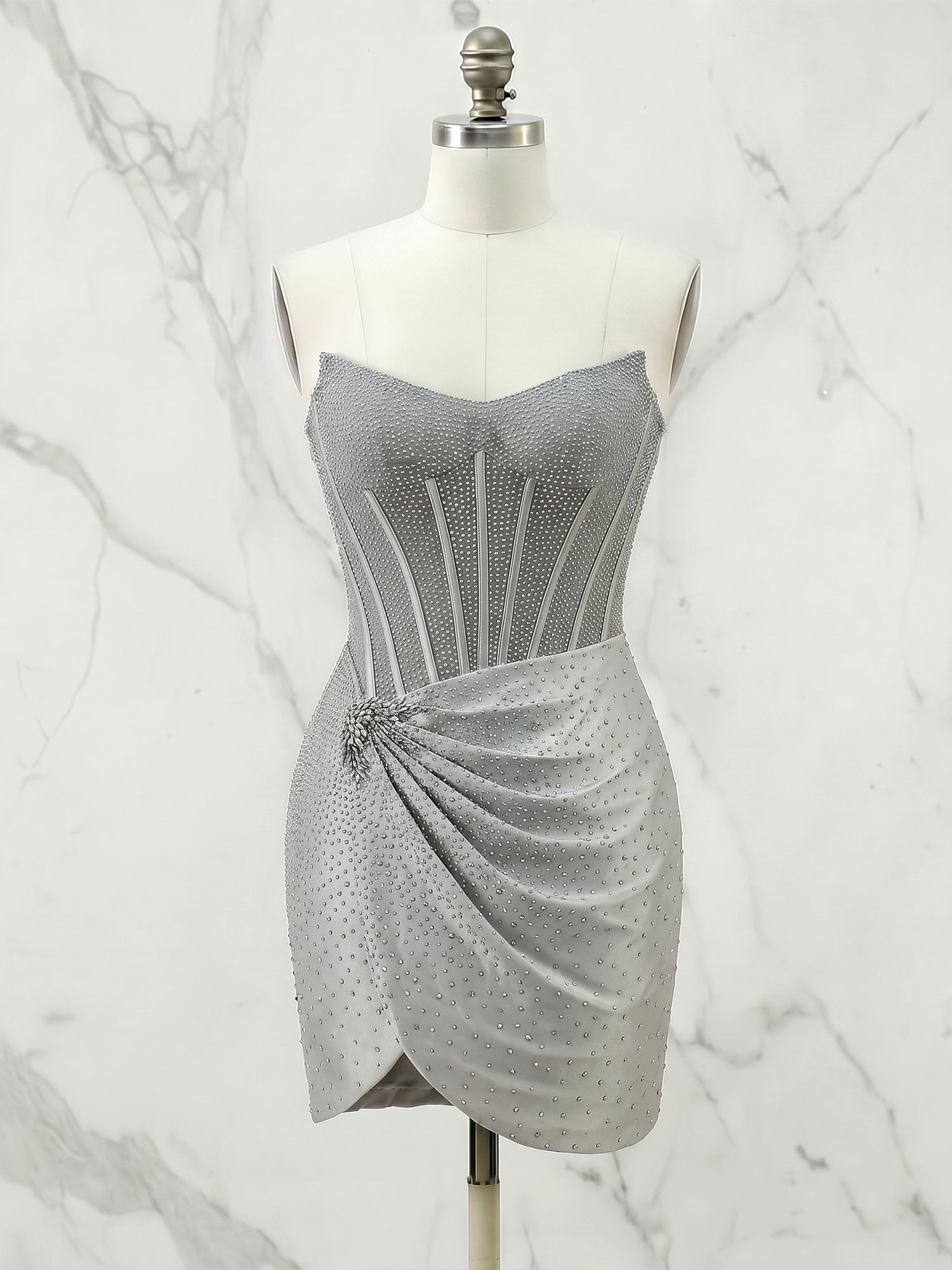 Sheath Strapless Corset Homecoming Dress with Beading