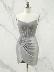 Sheath Strapless Corset Homecoming Dress with Beading