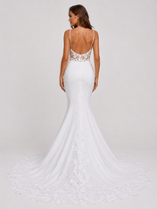Elegant Sweetheart Lace and Satin Sheath Wedding Dress with Chapel Train