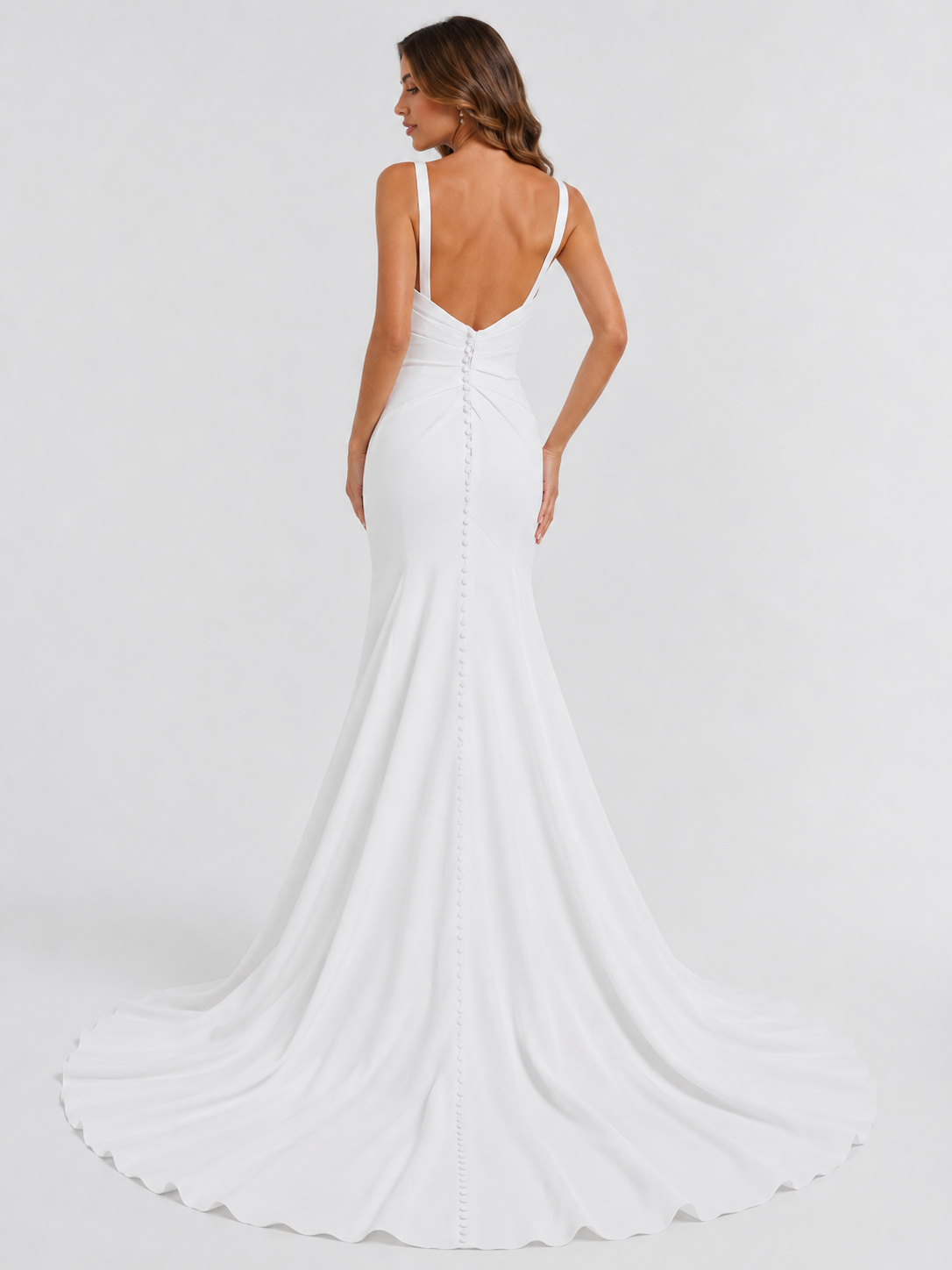 Elegant Sweetheart Ruched Satin Sheath Wedding Dress with High Slit and Chapel Train