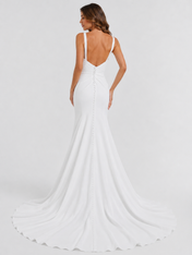 Elegant Sweetheart Ruched Satin Sheath Wedding Dress with High Slit and Chapel Train