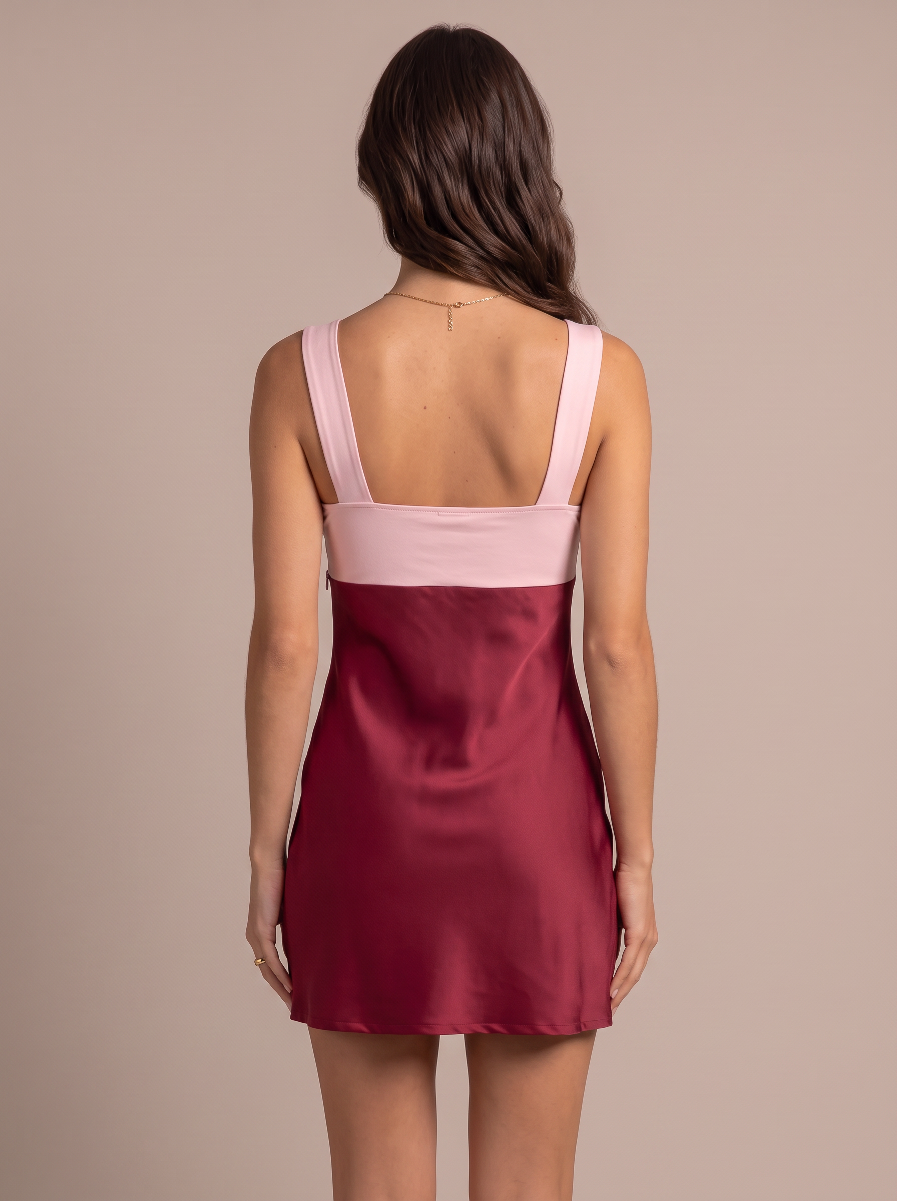 Square Neck Color-Block Short Homecoming Dresses with Ruched Bodice A-Line Mini Skirt