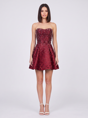 Strapless Sweetheart Pearl Beaded A-Line Mini Homecoming Dresses with Lace-Up Back