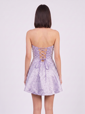 Strapless Sweetheart Pearl Beaded A-Line Mini Homecoming Dresses with Lace-Up Back