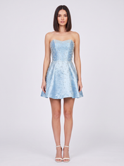 Strapless Sweetheart Pearl Beaded A-Line Mini Homecoming Dresses with Lace-Up Back