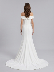 Elegant Off-the-Shoulder White Satin Trumpet Wedding Dress with Chapel Train