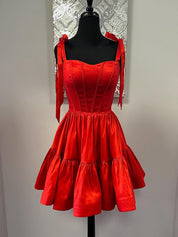 Green A-line Bow Straps Short Homecoming Dress