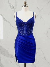 Sweetheart Lace Appliqué Sequin Corset Mini Homecoming Dresses