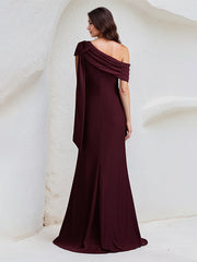 Trumpet/Mermaid One Shoulder Floor Length Stretch Crepe Dress With Bow