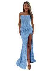 Gorgeous Sparkly Strapless Long Mermaid Prom Dress with Slit