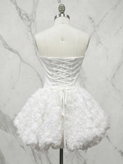 Glamorous Pure White Architectural Corset 3D Floral Homecoming Dress