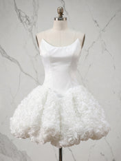 Glamorous Pure White Architectural Corset 3D Floral Homecoming Dress