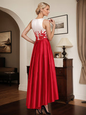 Two Tone Satin And Lace Applique Mother Of The Bride Dresses With Jacket