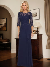 Flattering Lllusion Neck Mother Of The Bride Dresses With Ruffled Waist