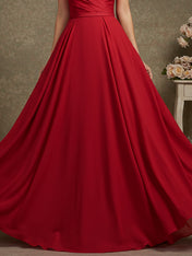 Elegant Formal Red Maxi Prom Dress Strapless Evening Gown