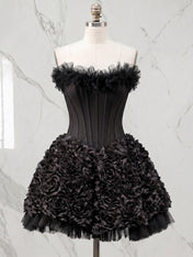 Whimsical Dusty Rose 3D Floral Corset Balletcore Homecoming Dress