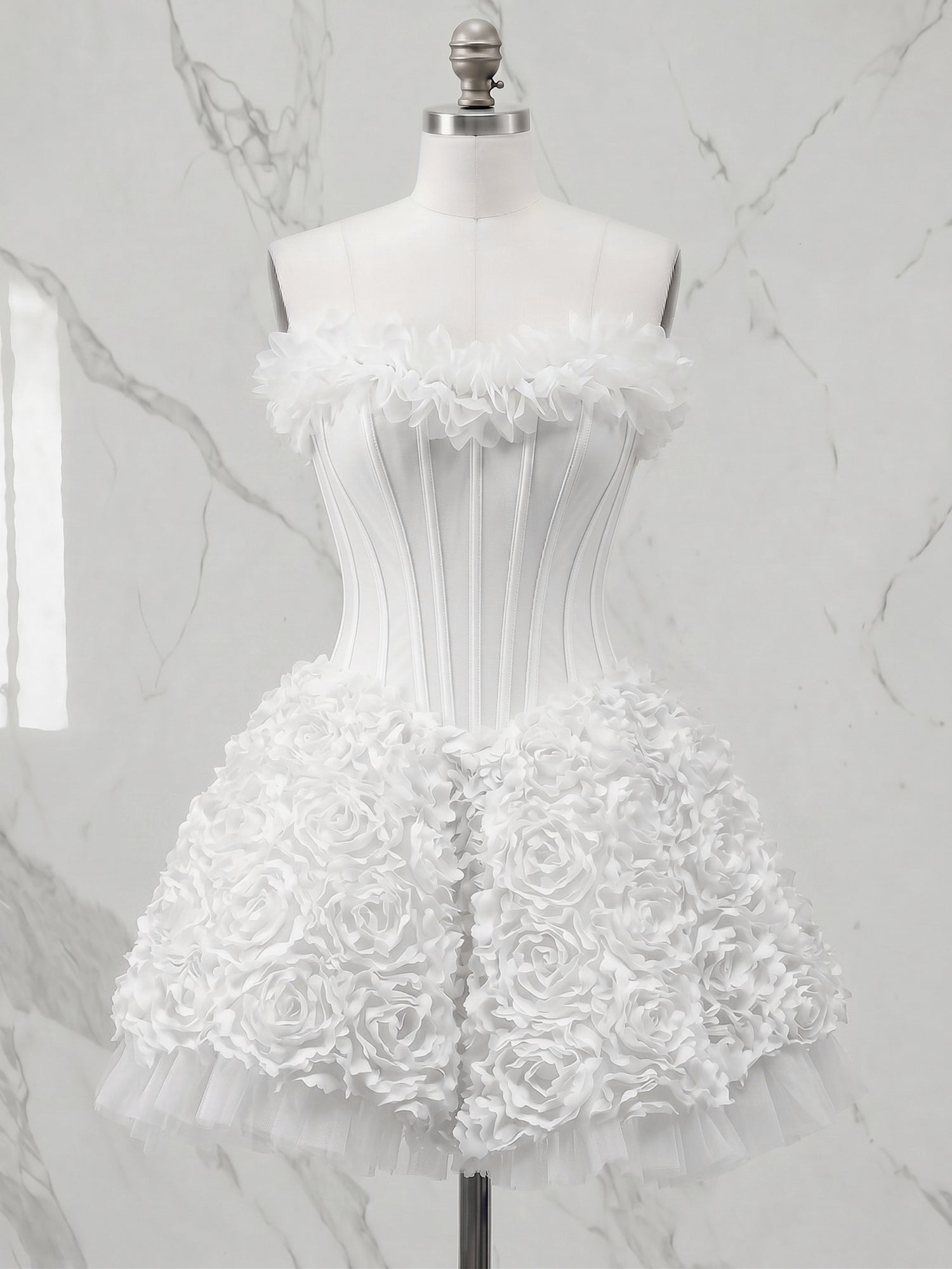 Whimsical Dusty Rose 3D Floral Corset Balletcore Homecoming Dress