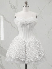 Whimsical Dusty Rose 3D Floral Corset Balletcore Homecoming Dress