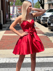 A-line Sweetheart Satin Short Homecoming Dress with Bow