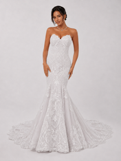 Elegant Strapless Sweetheart Lace Mermaid Wedding Dress with Chapel Train