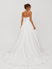 Elegant Strapless Corset Satin Ball Gown Wedding Dress with Chapel Train