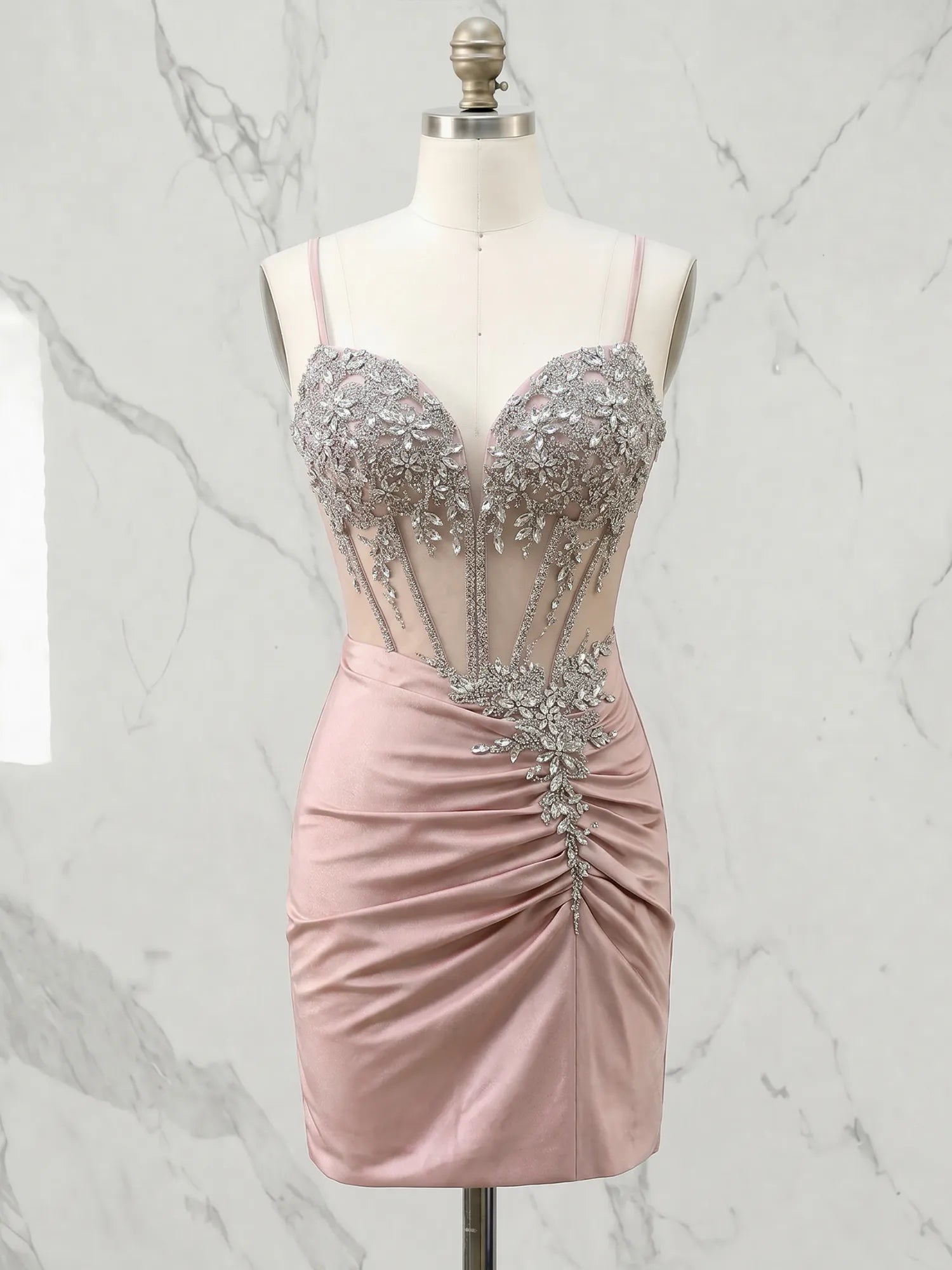 Sweetheart Beaded Corset Satin Mini Homecoming Dresses
