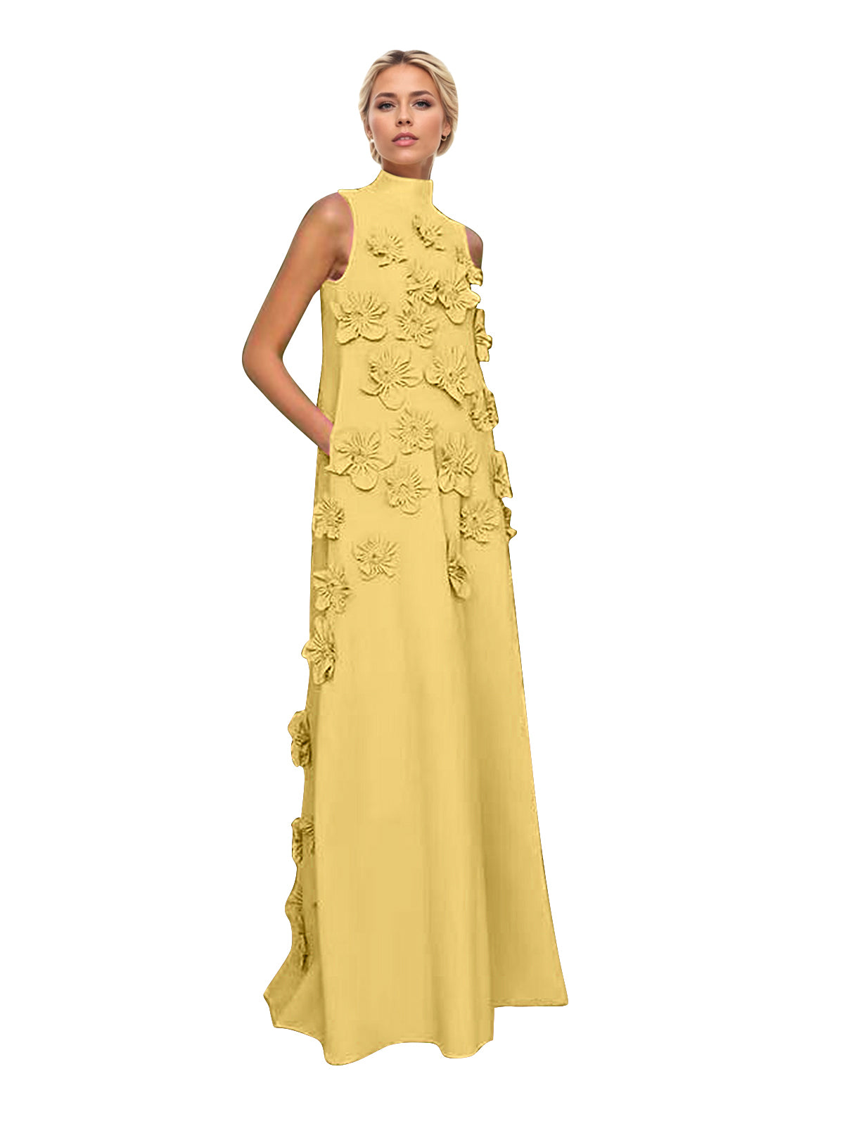 Onions Purple Rose Flower Maxi Dress