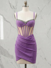 Sweetheart Crystal Encrusted Corset Short Homecoming Dresses