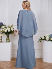 A-line V-Neck Floor-Length Lace Chiffon Mother of the Bride Dress With 3D Floral Sequins Cascading Ruffles