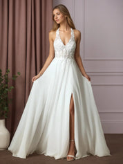 White A-Line Lace Wedding Dress