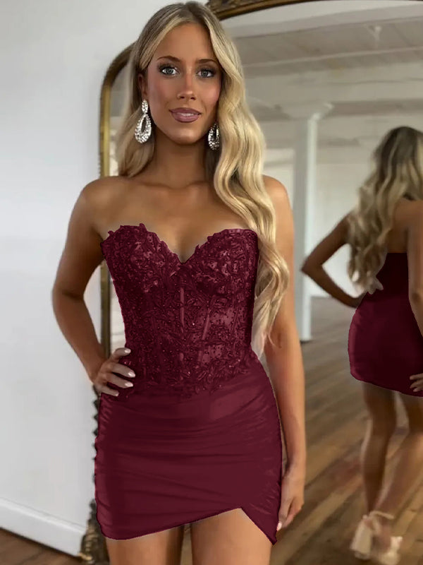 Sparkly Fuchsia Sequins Sweetheart Bodycon Homecoming Dress