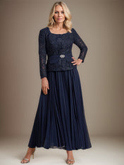 A-line Square Ankle-Length Chiffon Mother of the Bride Dress With Pleated