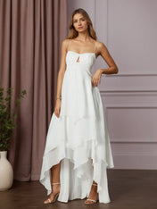 White A-Line Sweetheart Neckline Chiffon Wedding Dress