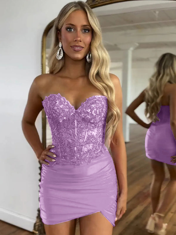 Sparkly Fuchsia Sequins Sweetheart Bodycon Homecoming Dress