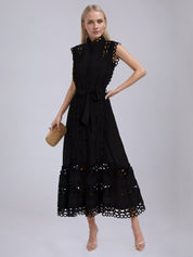 Kennedi Black Sleeveless Hollow Maxi Dress