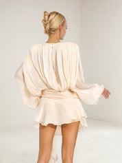 Balloon sleeve Ruffle mini dress