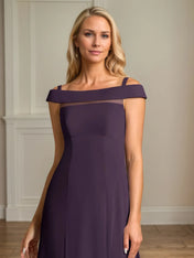 A Line Off the Shoulder Sleeveless Chiffon Mother of the Bride Dress With Pleated