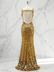 Mermaid V-Neck Backless Long Tight Sequin Prom Dress