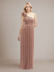 A Line One Shoulder Sleeveless Floor Length Bridesmaid Dress