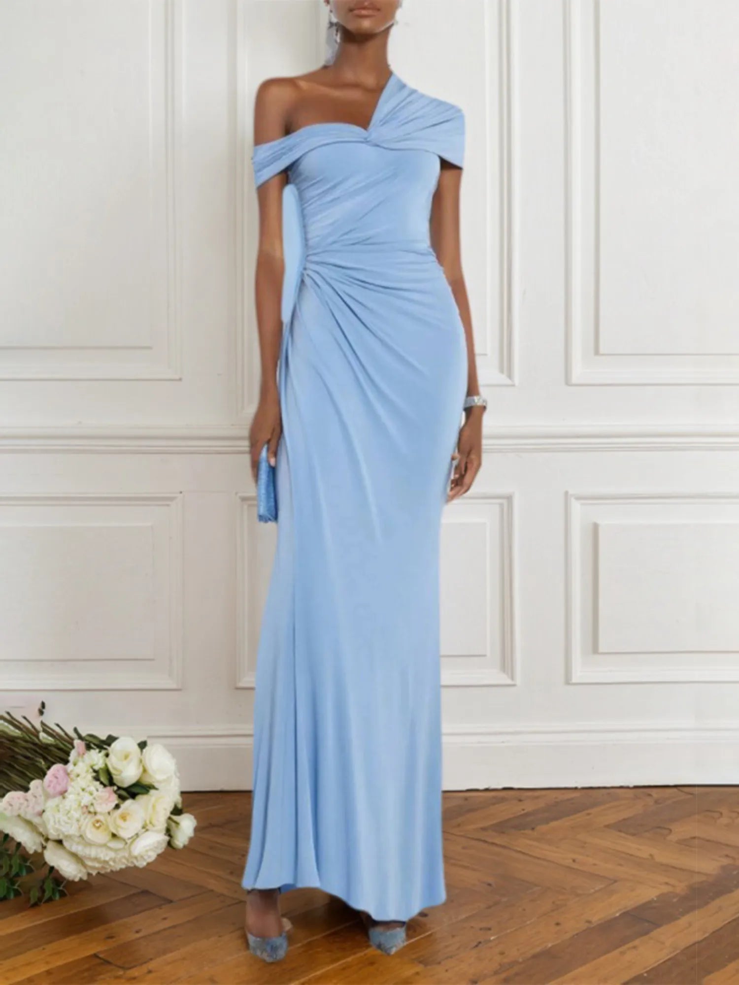 Wedding Guest Formal Dress Light Blue Multi-Wear Maxi Dress