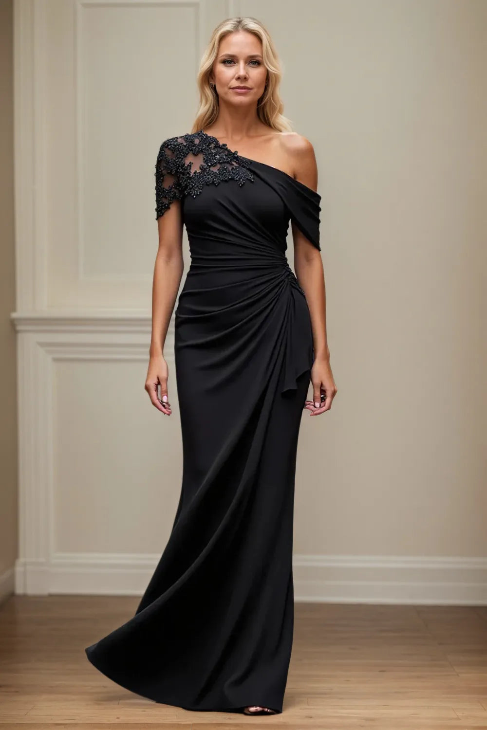 Trumpet/Mermaid Asymmetrical Mother of the Bride Dress with Appliques
