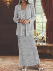 Robes de mère de la mariée en mousseline avec paillettes et veste 