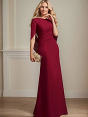 Trumpet/Mermaid Boat Neck Floor-Length Chiffon Mother of the Bride Dress With Pleated