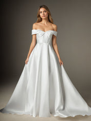 White A-Line Sweetheart Neckline Wedding Dress